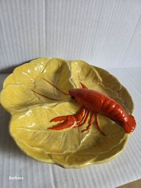 Vintage Maruhon Ware Lobster-themed Hand-painted Ceramic Dish